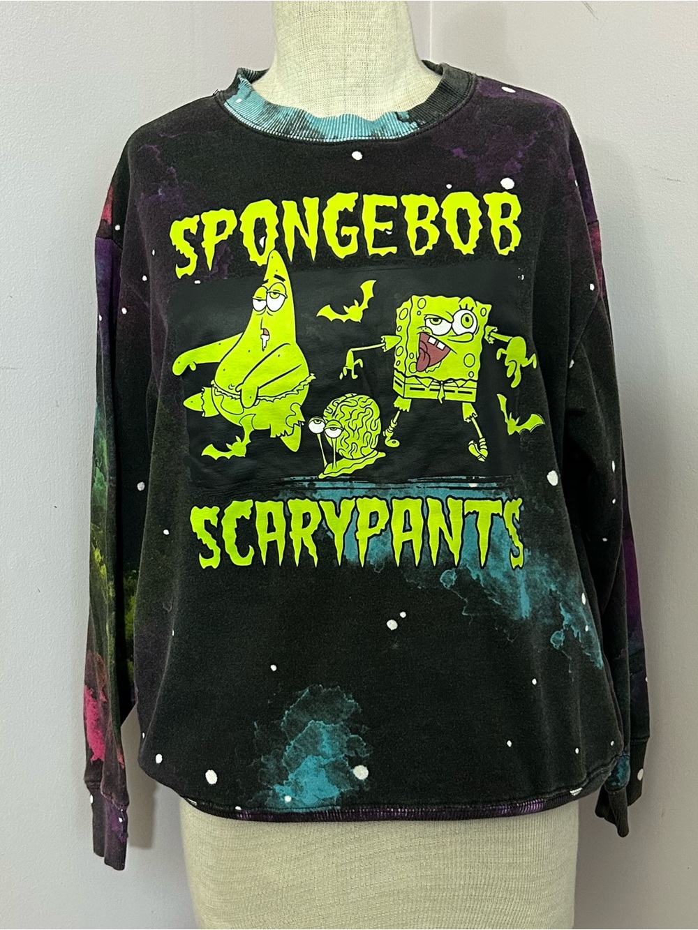 SpongeBob SquarePants Halloween ScaryPants Sweatshirt Unisex XL Neon Zombie